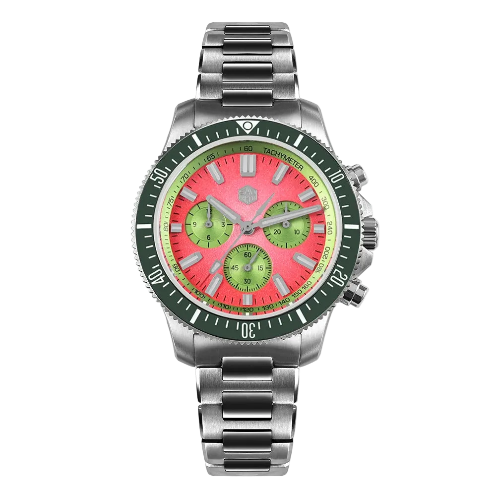 San Martin SL4801 - Chron - red dial green bezel
