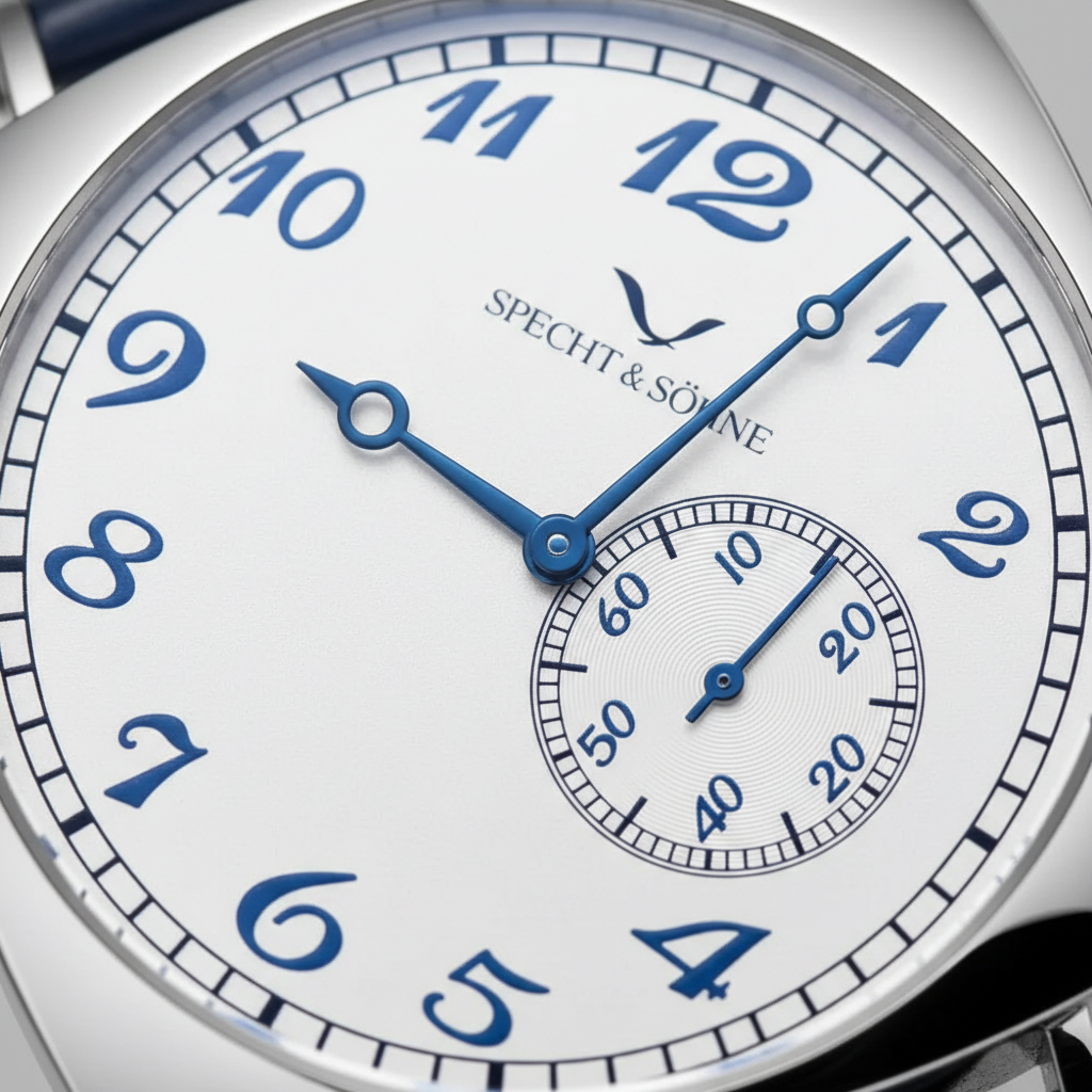 Specht & Söhne SP-1921 - macro dial detail, technical watch face