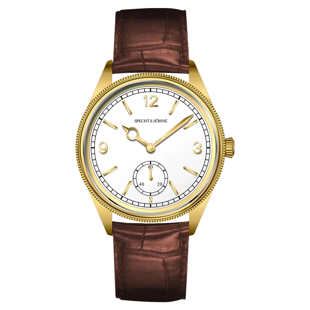 Specht & Söhne SP-1908 - - gold, white dial, strap