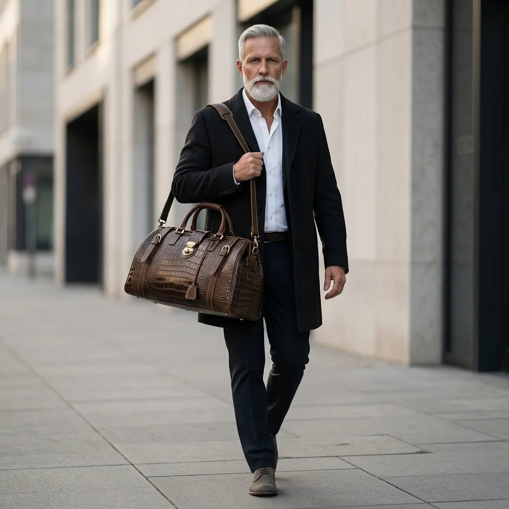 Tiding 6625 — Brown Genui - brown leather, men's, crossbody, premium