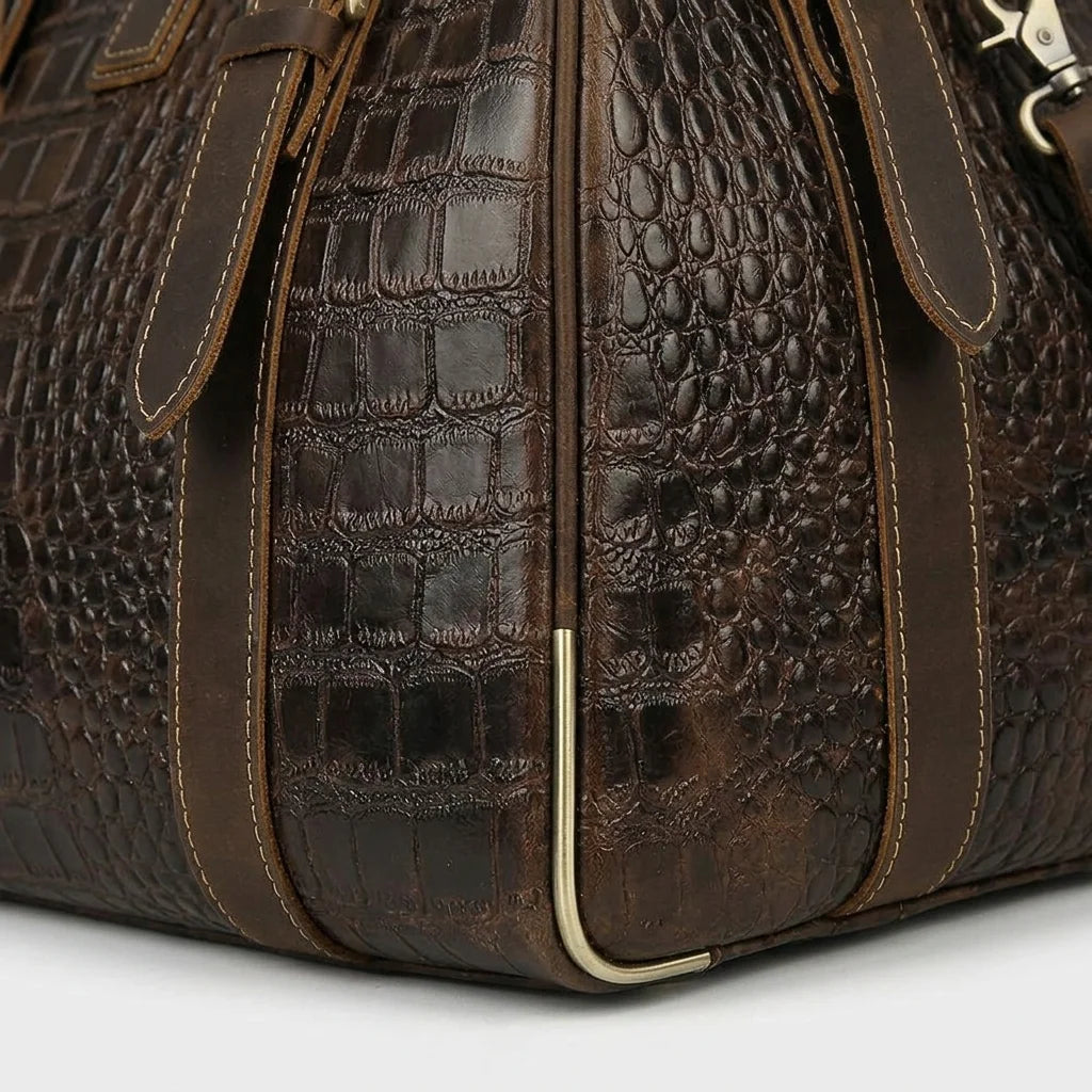 Tiding 6625 — Brown Genui - brown leather, corner detail, luxury finish