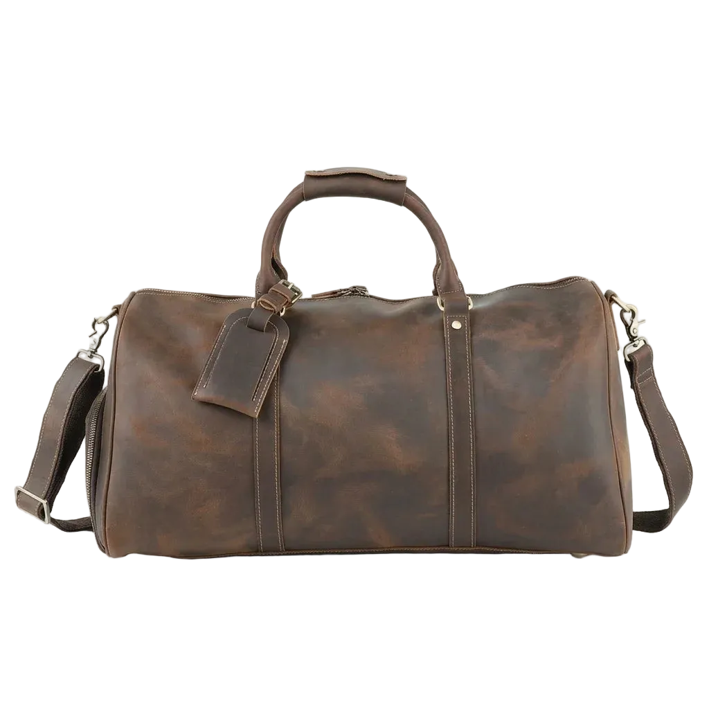 Vintage Duffel Bag — dark brown shoulder strap