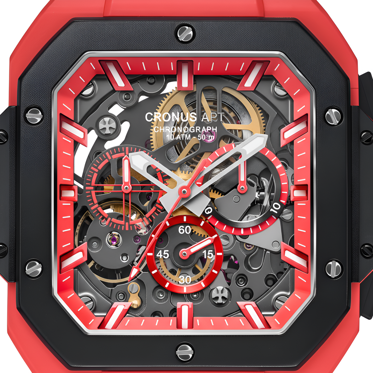 CRONUSART CM025-002 – Men’s Automatic Chronograph Watch Square Carbon Steel Case breitvacher