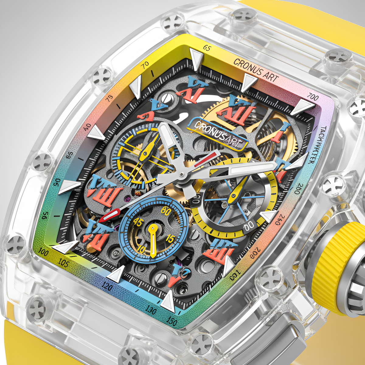 CRONUSART CM08-32 - Men’s Automatic Chronograph Watch Sapphire Tonneau Skeleton breitvacher