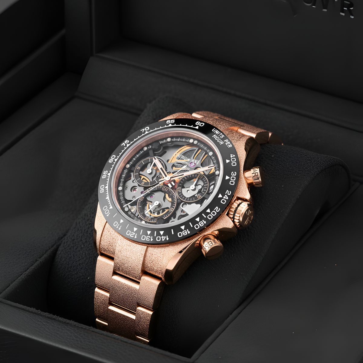 Cronusart CM015-011 Automatic Skeleton Chronograph Watch- Ceramic Bezel breitvacher