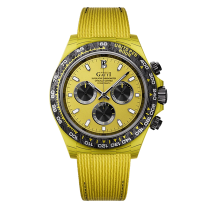 BONEST GATTI BG9010 - Aut - yellow watch, carbon bezel