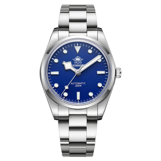 ADDIESDIVE AD2113 Men's Automatic Watch with blue dial and stainless steel bracelet