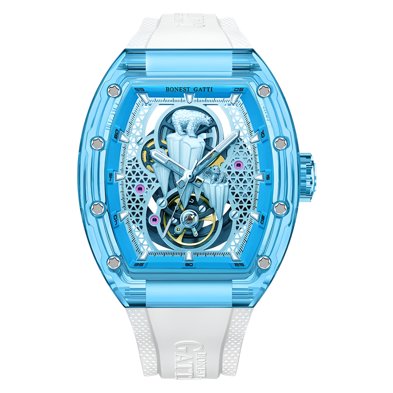 BONEST GATTI BG6002 – Mechanical Skeleton Watch with Sapphire Crystal & Transparent Case