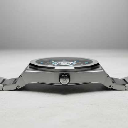 BONEST GATTI BG8601-S skeleton automatic watch side profile view stainless steel case thickness