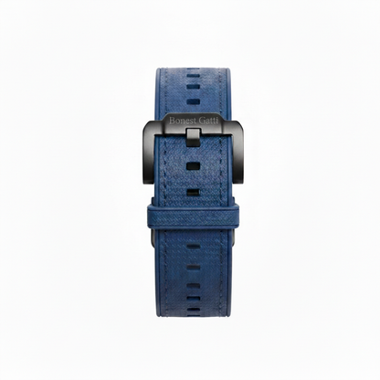 Bonest Gatti BG4002 blue leather strap with engraved Bonest Gatti buckle detail