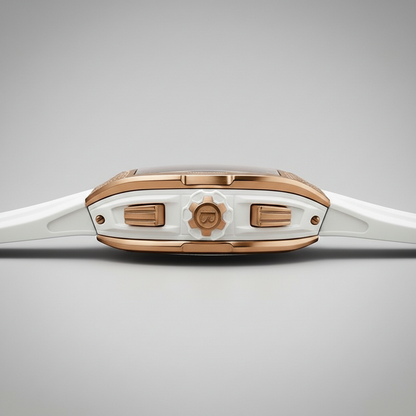 BONEST GATTI BG5004 automatic mechanical watch side profile showing rose gold case, crown, and pushers
