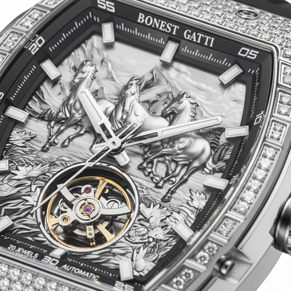 BONEST GATTI BG5006 - Aut - close-up dial, horses