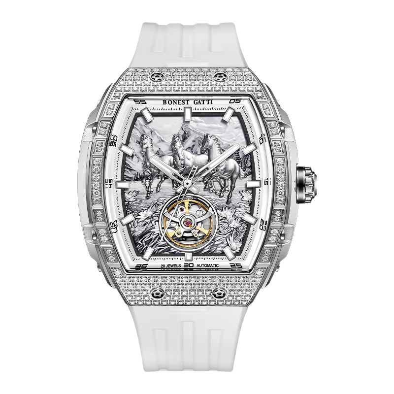 BONEST GATTI BG5006 - Aut - silver, white strap
