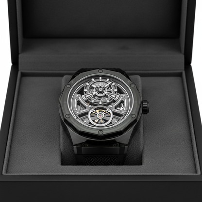 BONEST GATTI BG5807 transparent skeleton watch displayed in premium presentation box