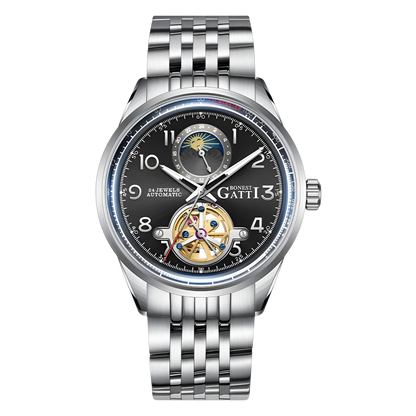 BONEST GATTI BG5808 men’s automatic skeleton watch black dial sapphire crystal