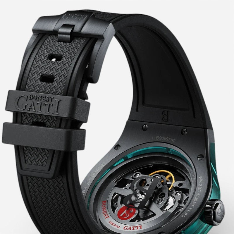 BONEST GATTI BG6003 mechanical skeleton watch open rotor sapphire caseback
