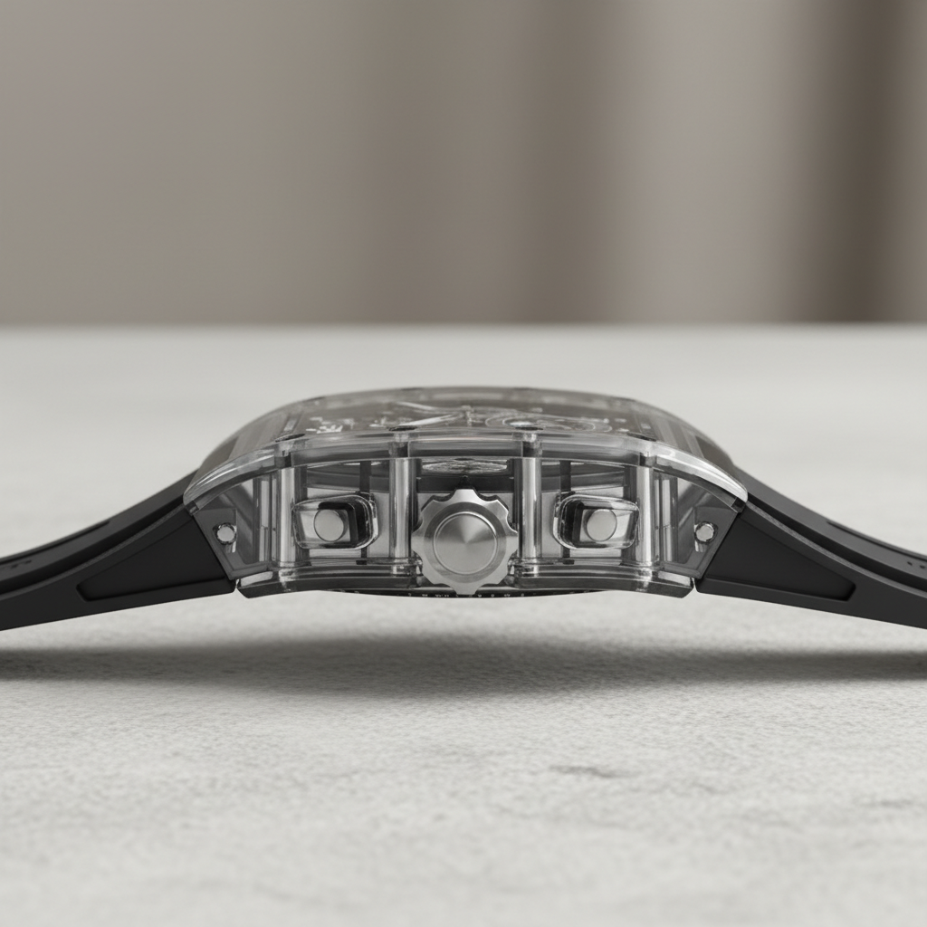 BONEST GATTI BG6006 automatic mechanical watch dark dial side profile showing case thickness and crown