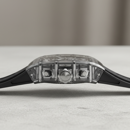 BONEST GATTI BG6006 automatic mechanical watch dark dial side profile showing case thickness and crown