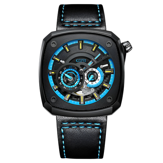 BONEST GATTI BG6602 automatic mechanical watch black case blue 