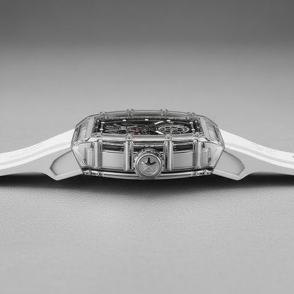 BONEST GATTI BG7001 tourbillon watch side profile highlighting transparent sapphire case thickness and crown design