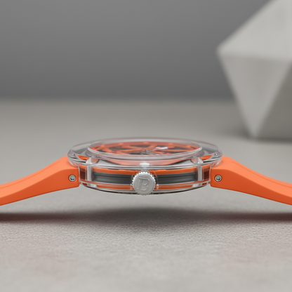 BONEST GATTI BG7702 – Orange Skeleton Watch Side Profile