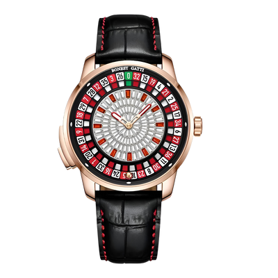 BONEST GATTI BG8004 – Rose Gold Red Roulette Mechanical Watch Front View