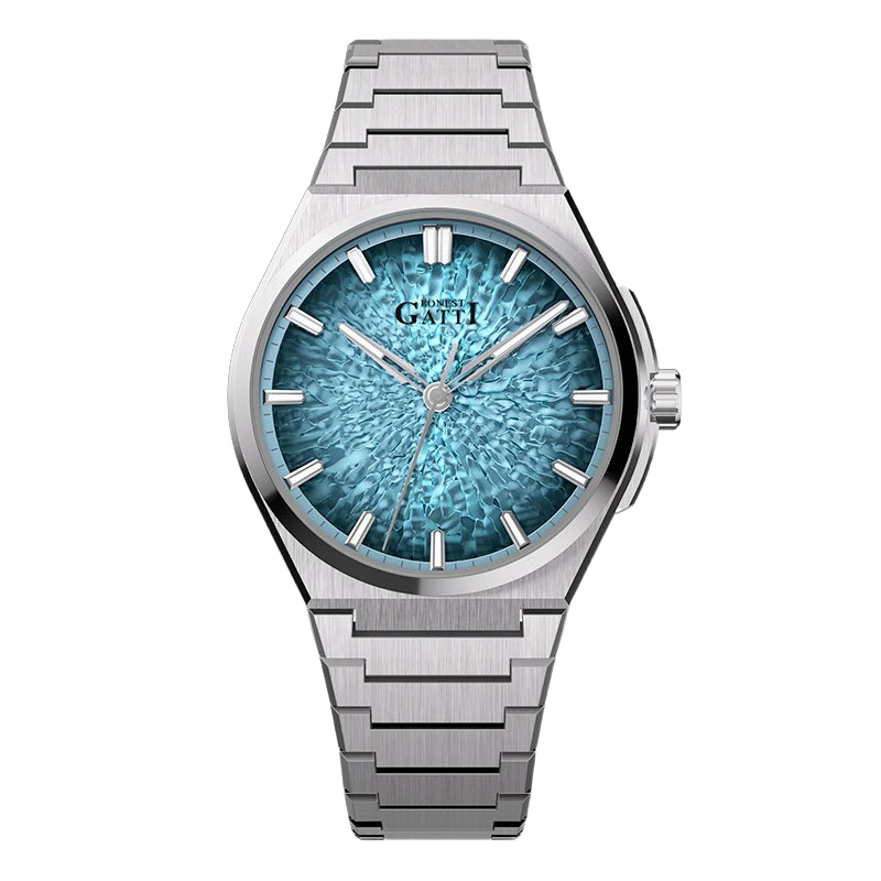 BONEST GATTI BG8013 - Men - silver ice blue dial