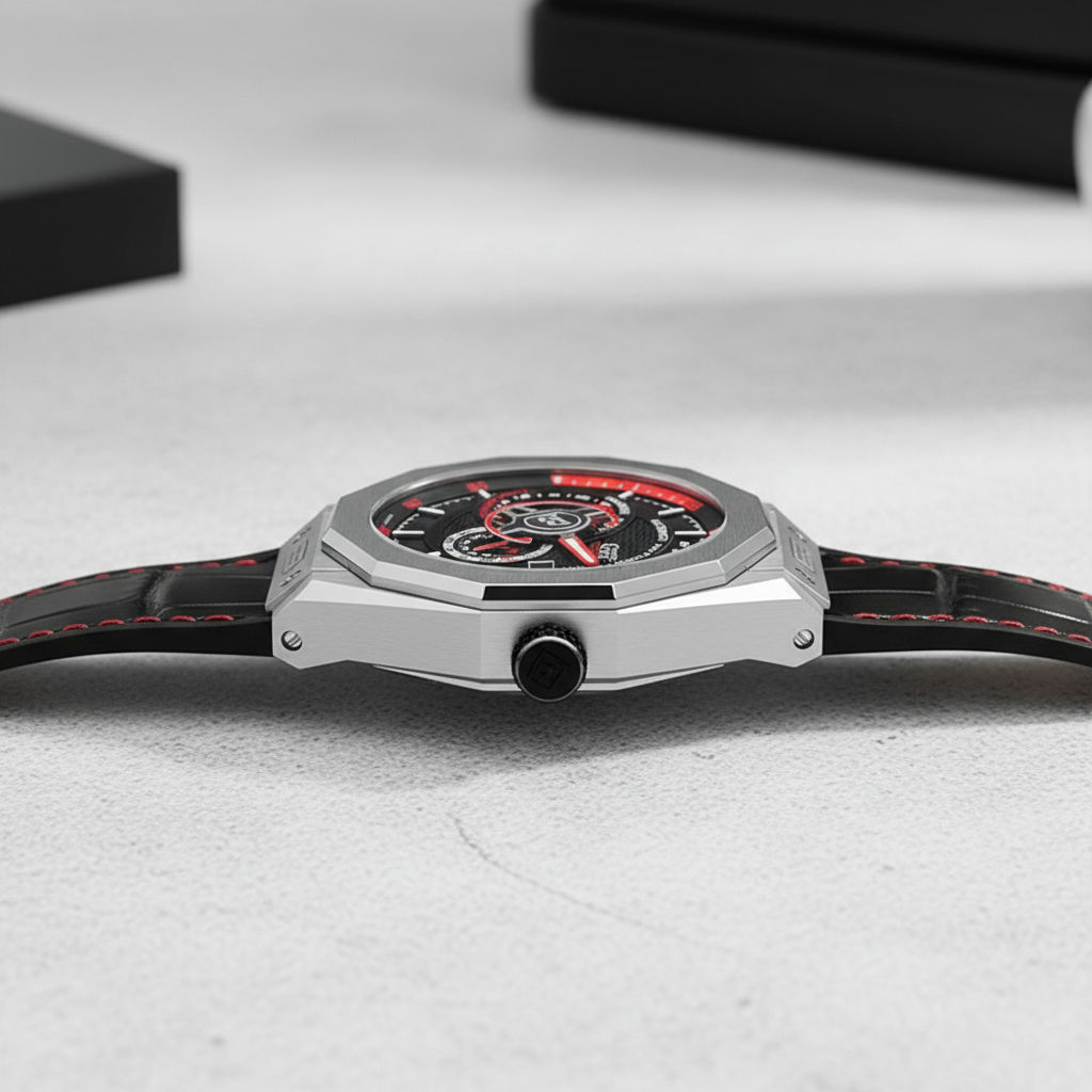 Bonest Gatti BG8601-B automatic mechanical watch side profile showing slim case design and sapphire crystal