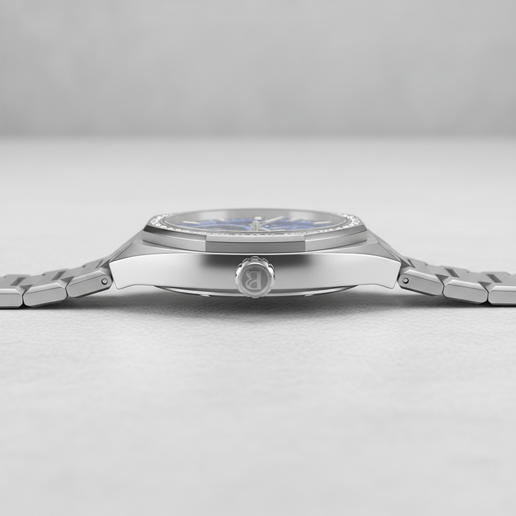 BONEST GATTI BG8801 stainless steel automatic watch side profile showing slim case construction