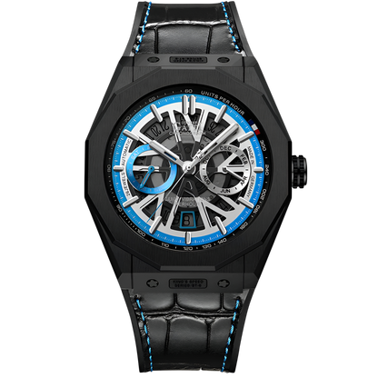 BONEST GATTI BG9601-L – Azure Momentum Edition with black leather strap and blue inner ring