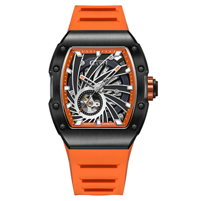 BONEST GATTI BG9902 – Crimson Speed Edition with silver case, red accents, and rubber strap
