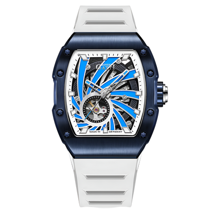 BONEST GATTI BG9902 – Navy Phantom Edition with stainless steel case and white rubber strap
