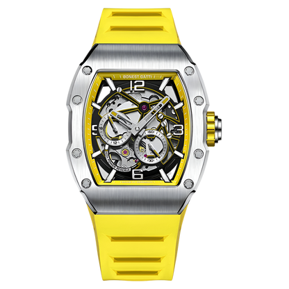 BONEST GATTI BG9903 – Sunburst Velocity Edition with yellow strap and silver case