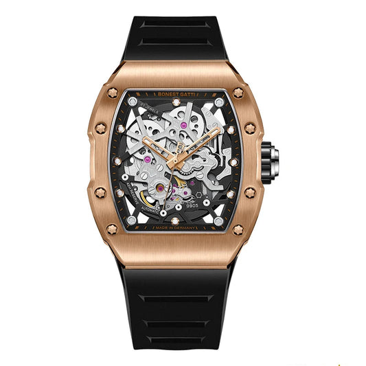 BONEST GATTI BG9905 – Rose Velocity Edition with rose gold case and skeleton dial