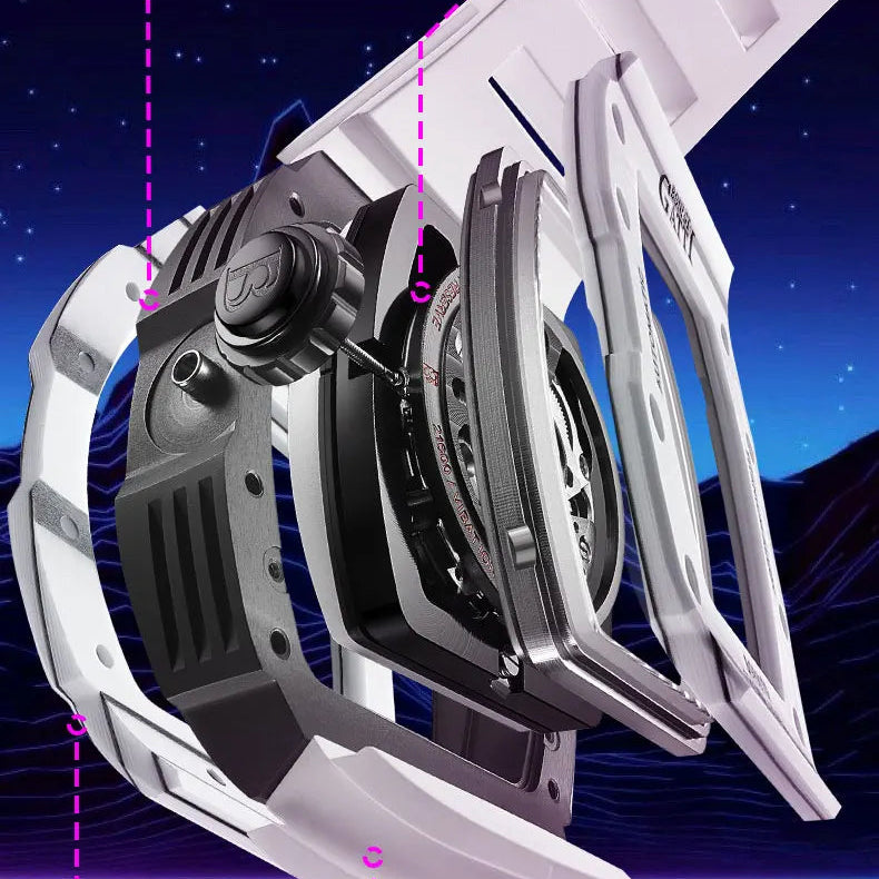 BONEST GATTI BG9907 – Titanium polished structure and carbon fiber bezel assembly diagram