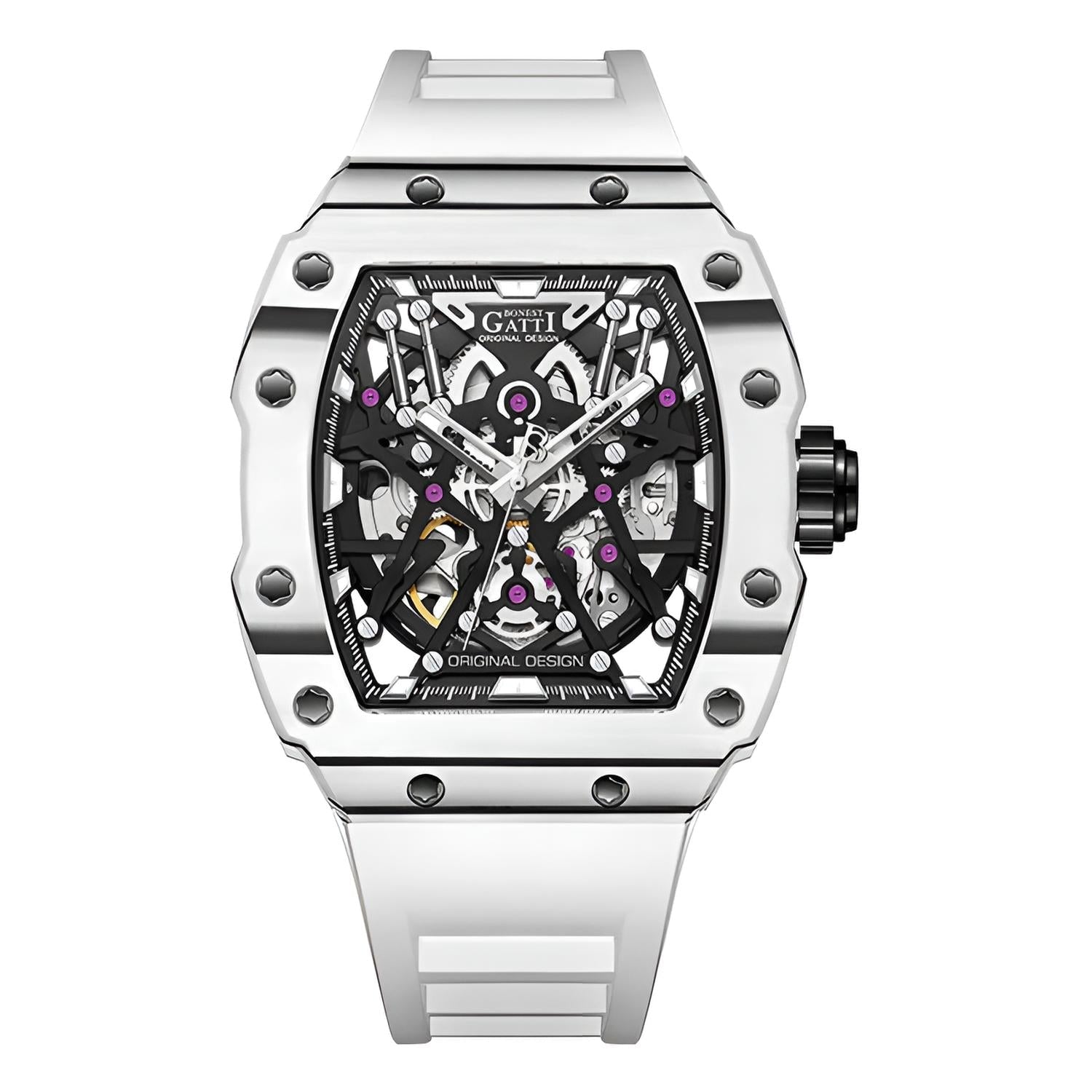 BONEST GATTI BG9907 – Skeleton Tonneau Carbon Fiber Automatic Watch