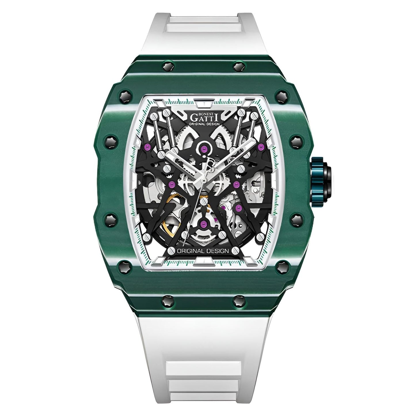 BONEST GATTI BG9907 – Emerald Nova Edition with green carbon fiber case and skeleton dial
