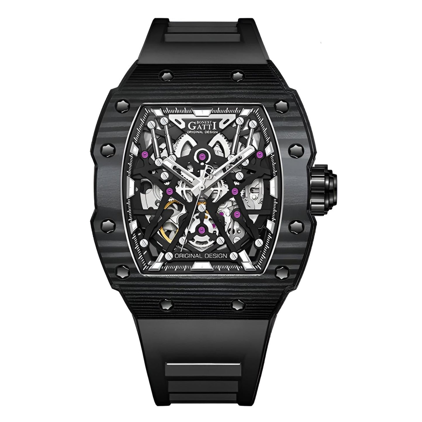 BONEST GATTI BG9907 – Shadow Carbon Edition with matte carbon case and black strap
