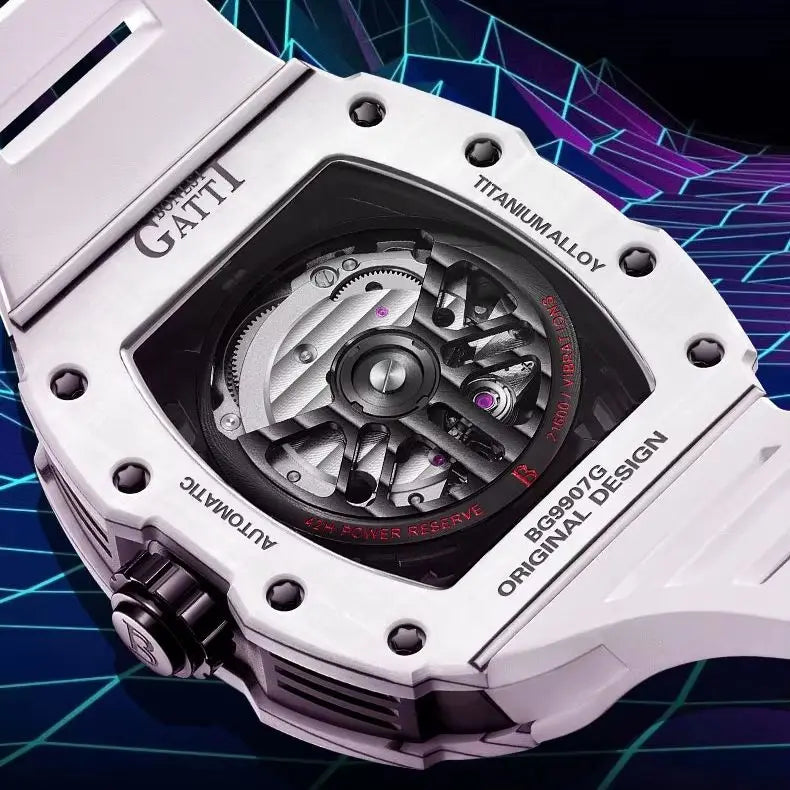 BONEST GATTI BG9907 – Titanium polished structure and carbon fiber bezel assembly diagram