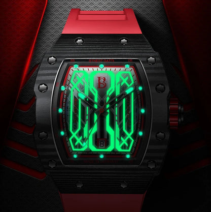 BONEST GATTI BG9916 – Luminous skeleton dial glowing under low light
