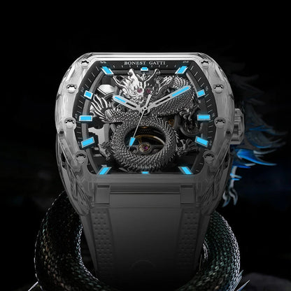 BONEST GATTI BG9980 – Shadow Dragon Edition featuring black bronze case and luminous dragon dial
