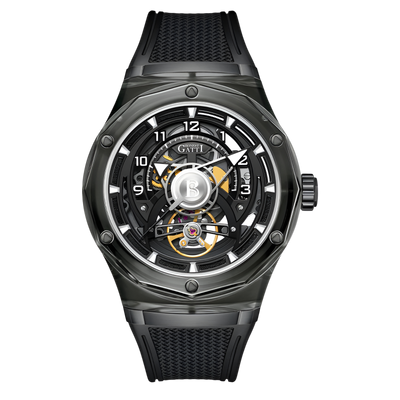 BONEST GATTI Men's  Skeleton Mechanical Watch Transparent Case breitvacher