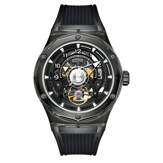 BONEST GATTI Men's  Skeleton Mechanical Watch Transparent Case breitvacher