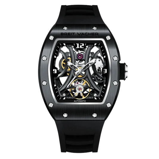 BREITVACHER 919011 - Automatic Mechanical Watch Elegant Design Black Front 