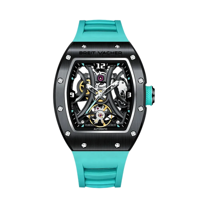 BREITVACHER 91901 - Mecha - Blue, skeleton dial, front