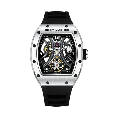 BREITVACHER 91901 - Mecha -Silver Black, skeleton dial, front