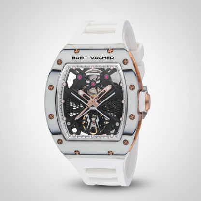 BREITVACHER 91905 - Men A - Angled side view, rose gold crown, white case