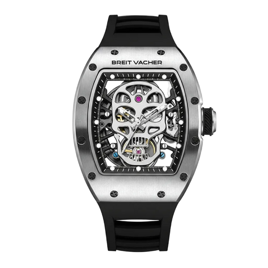 BREITVACHER 91907 - Men A - Front view, skull dial, black strap