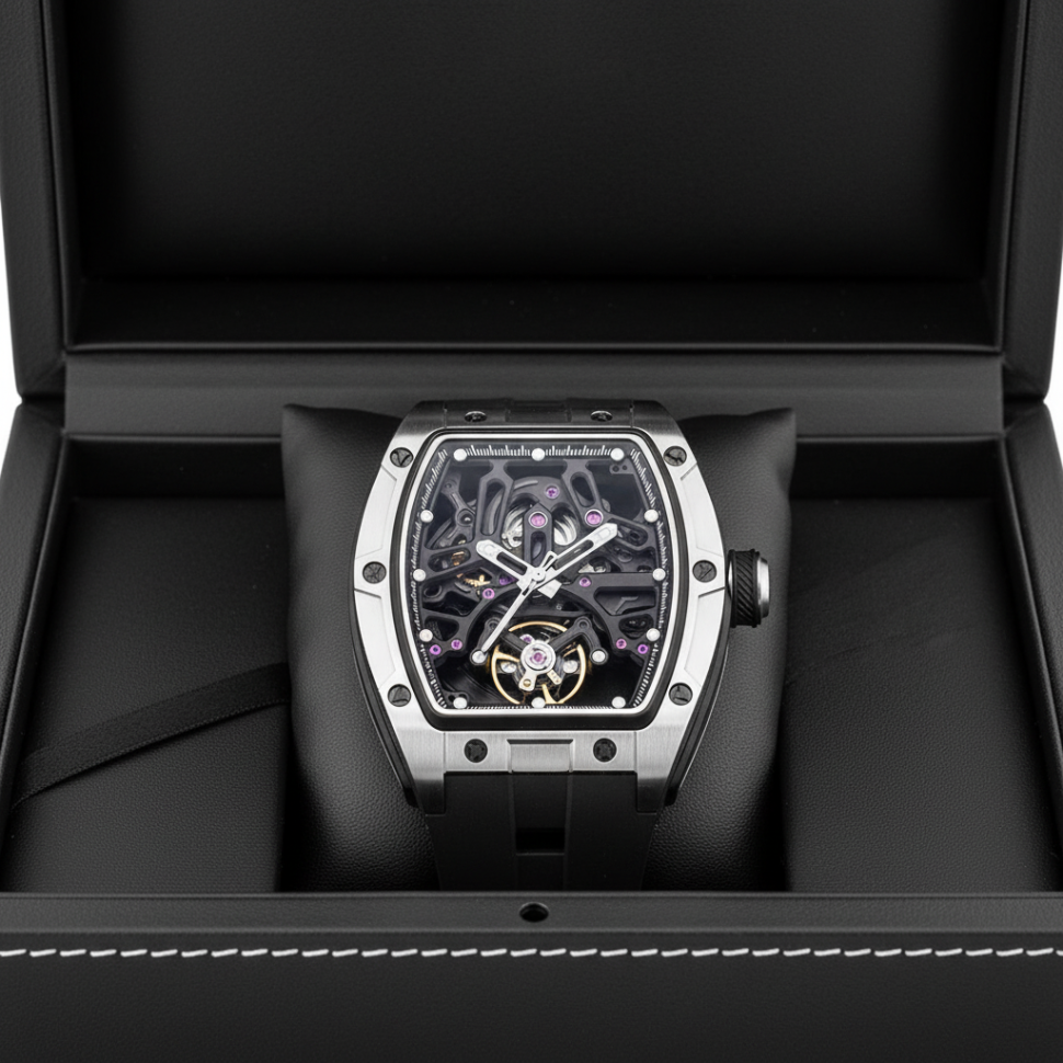 BREITVACHER 91981 - Men A - in box, luxury packaging, black leather