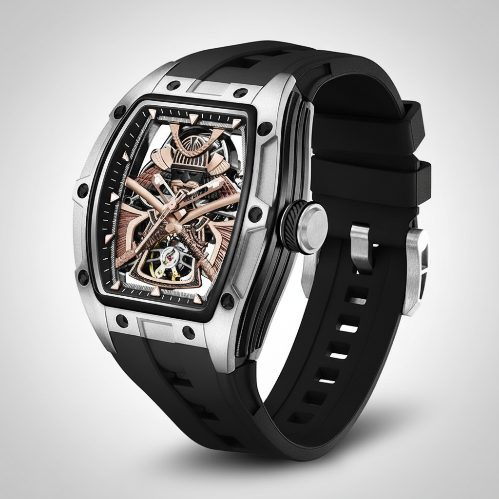 BREITVACHER 91985 - Men A - angled perspective, black rubber strap